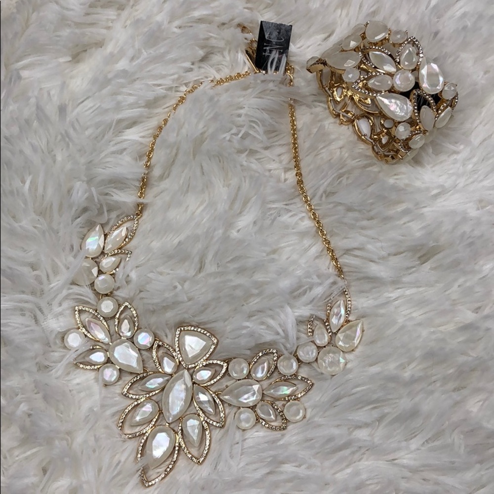 INC White & Gold Necklace & Bracelet NWT